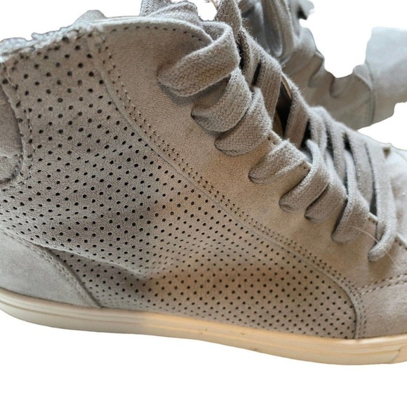Steve Madden Gray Suede high top lace up side zip womens tennis shoes size 6.5 - Picture 9 of 16
